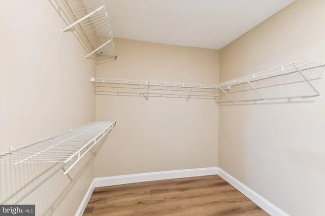 a view of an empty walk in closet