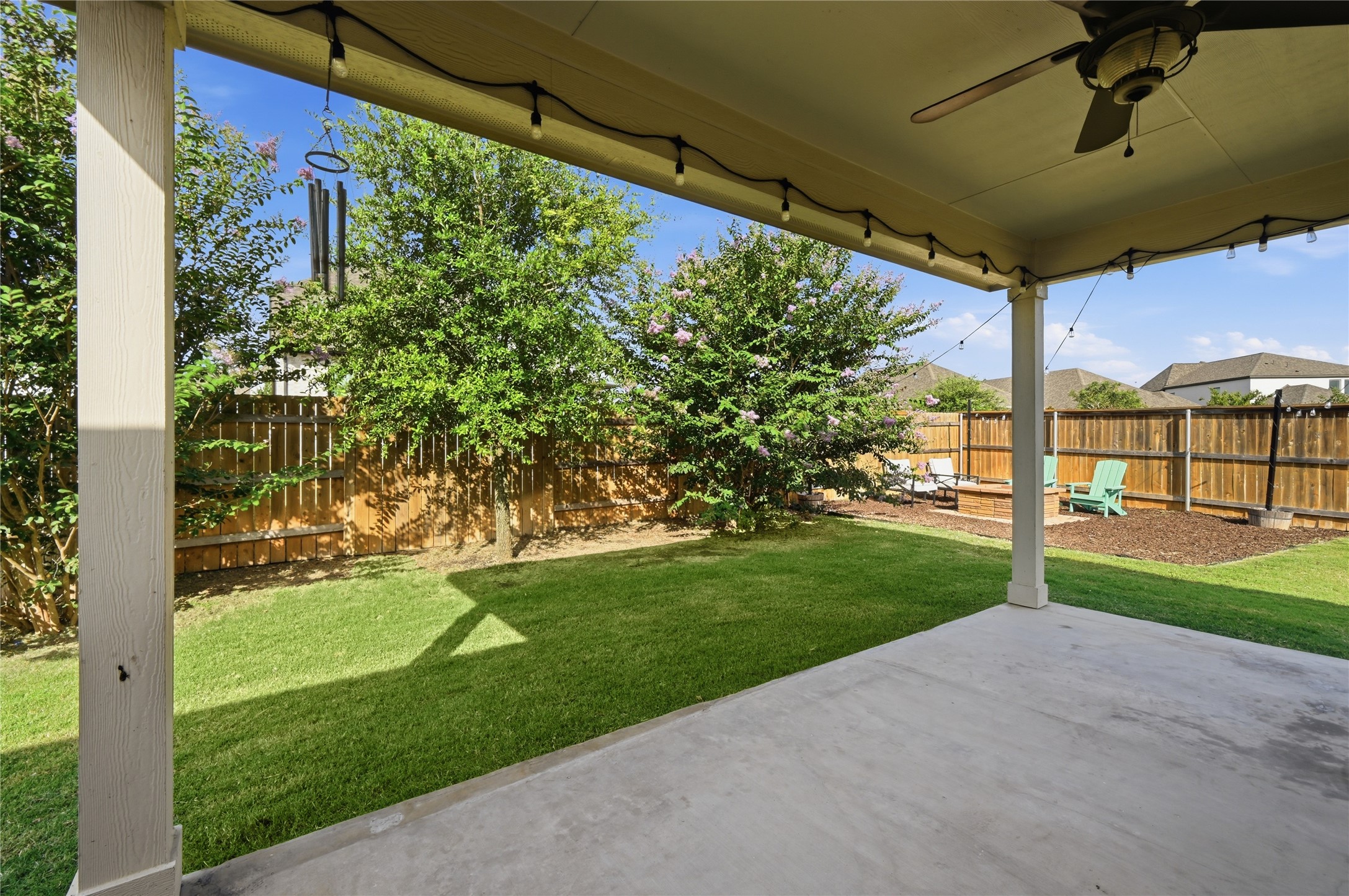 426 Cold Riv Run Kyle, TX 78640 - Photo 28 of 34 Unwind in the private yard, featuring a generous patio for outdoor living and entertaining.