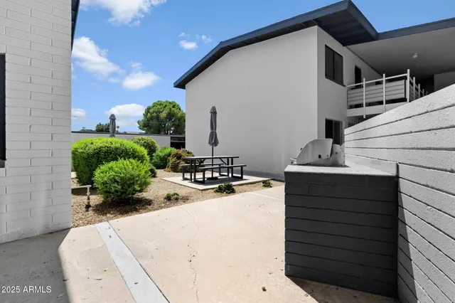 a view of a house with a patio