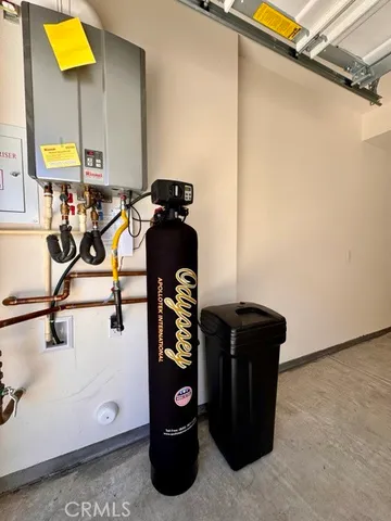 a view of a street with garage