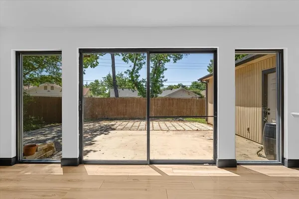 a view of a glass door