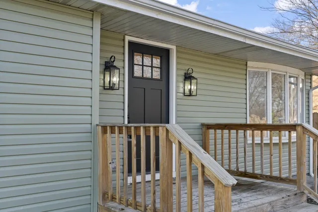 a view of wooden balcony