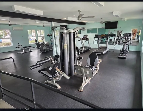 a view of a room with gym equipment
