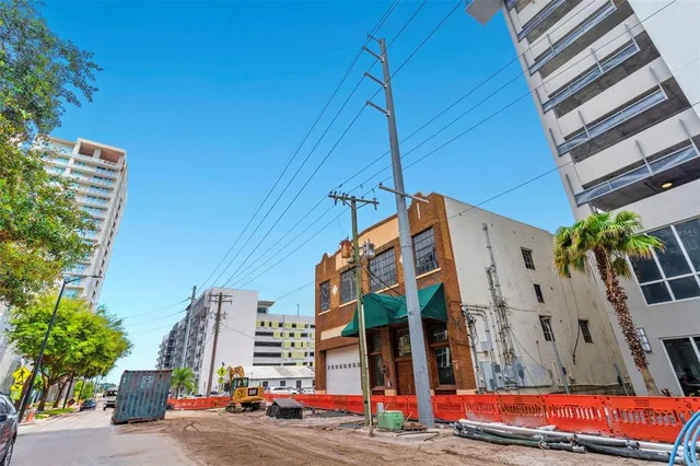 a view of a city with tall buildings