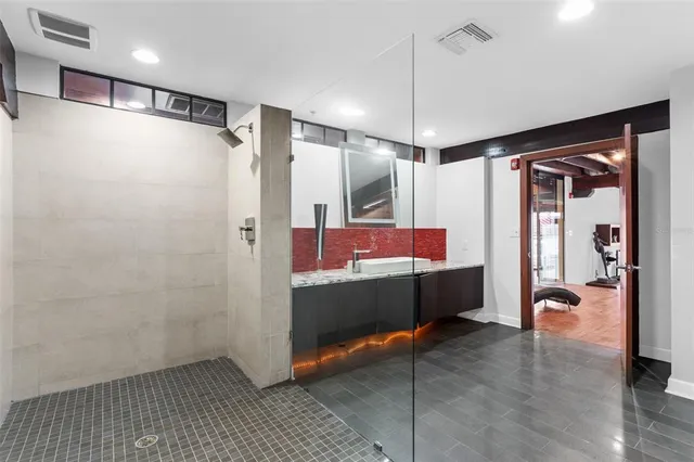 a living room with furniture