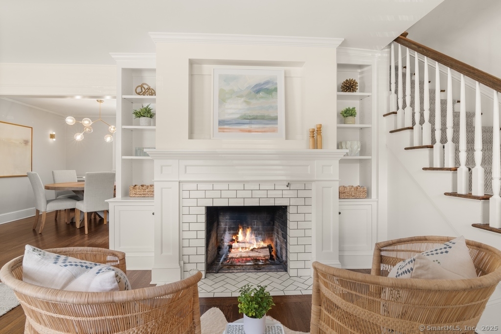 223 Middlesex Road Darien, CT 06820 - Photo 2 of 24 a living room with furniture and a fireplace