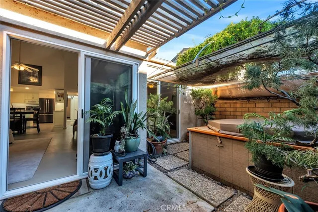 a view of porch with seating space