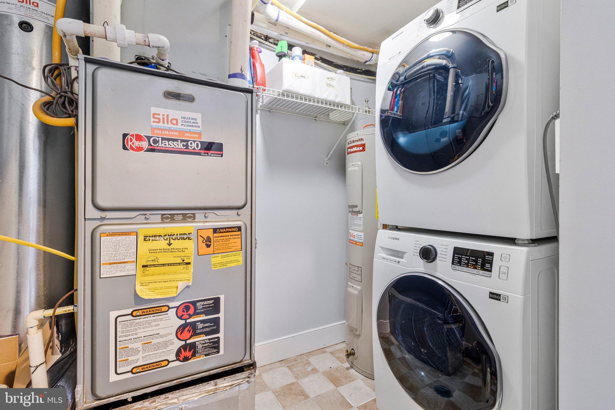 1240 4th Street Northwest, Unit T Washington, DC 20001 - Photo 27 of 28 Efficient stackable laundry/utility room