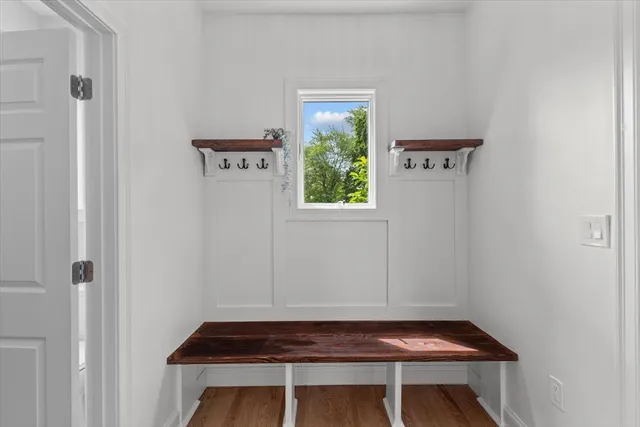 a room with a table and a window