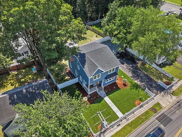 an aerial view of a house