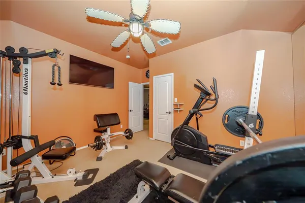 a room with gym equipment