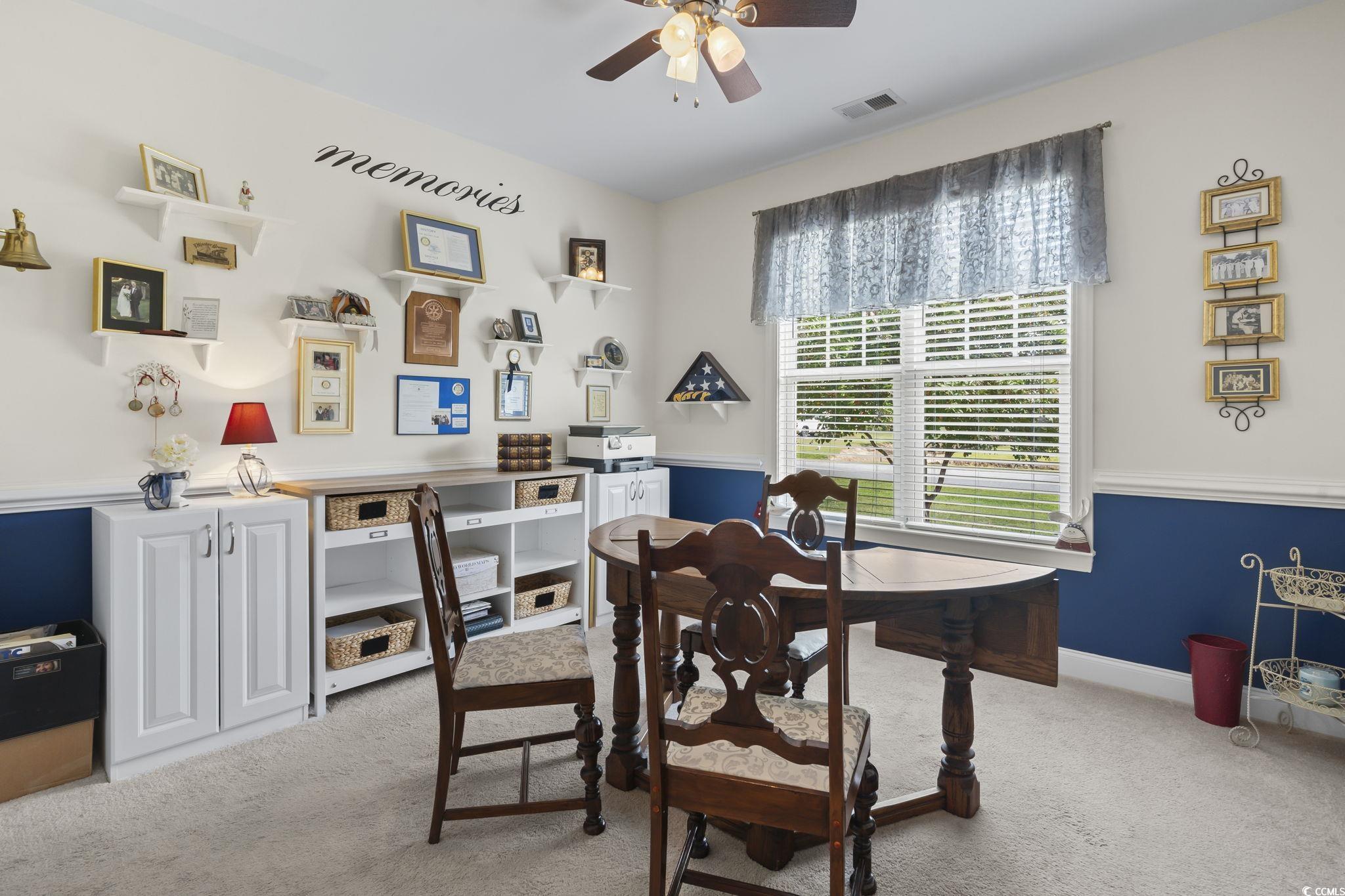 120 Stonehinge Court Conway, SC 29526 - Photo 20 of 31 Office with ceiling fan and light carpet