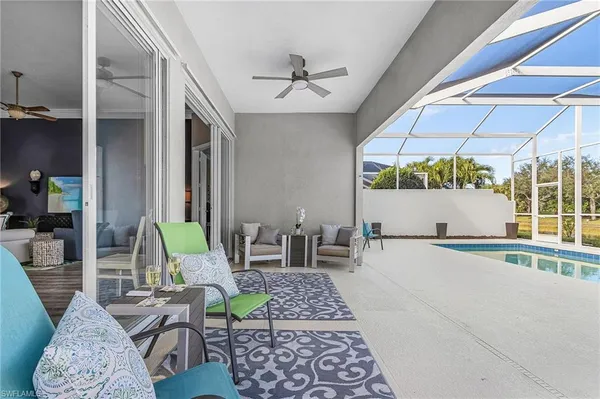 a view of an outdoor space with seating area