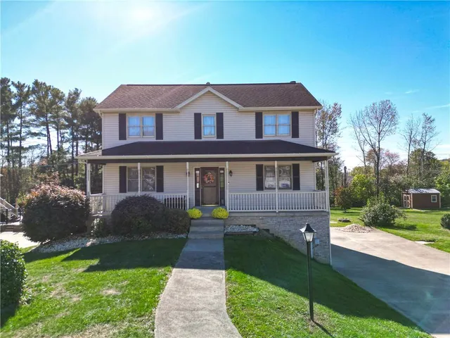 a view of a house with white door