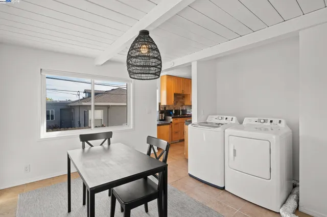 a workspace with furniture and window