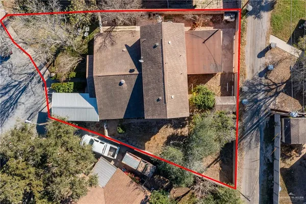 an aerial view of a house