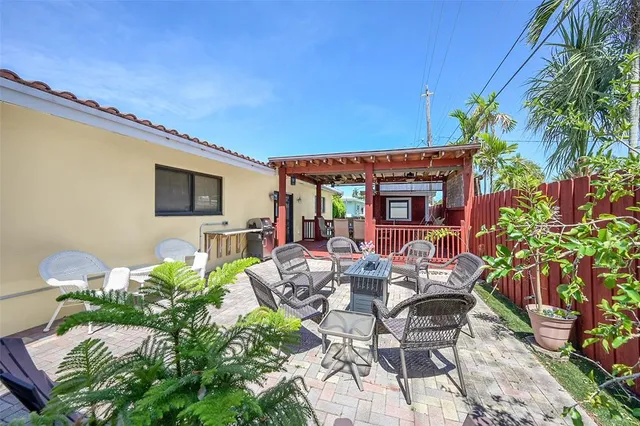 a outdoor living space with furniture