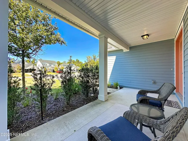 a view of a chairs in a patio