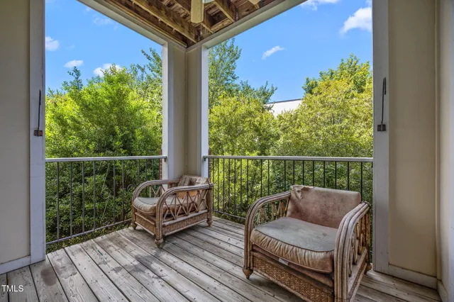 a view of a chair in a deck