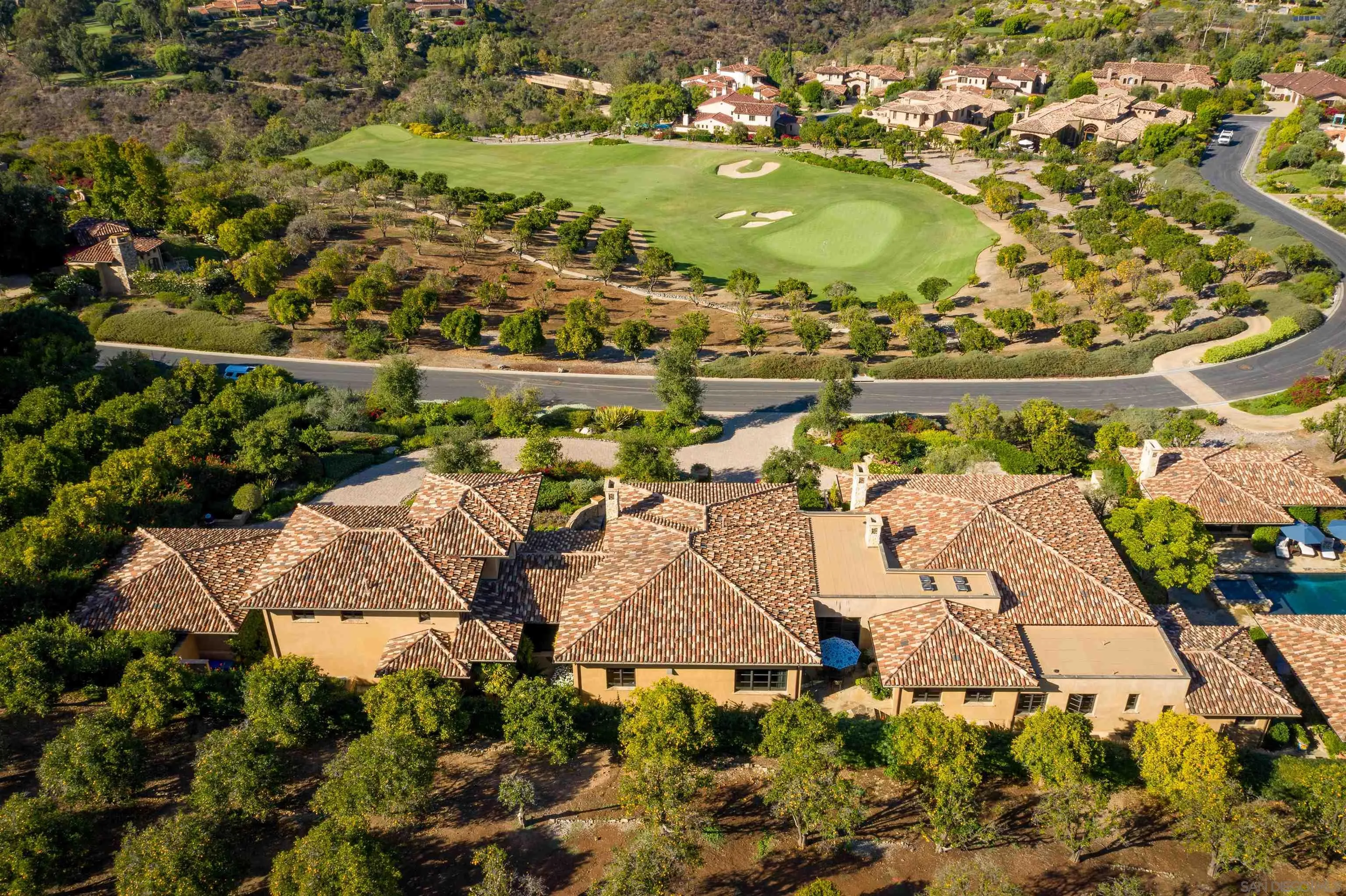 6309 Strada Fragante Rancho Santa Fe, CA 92091 - Photo 47 of 49 an aerial view of residential houses with outdoor space and parking