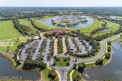 a view of a lake with a yard