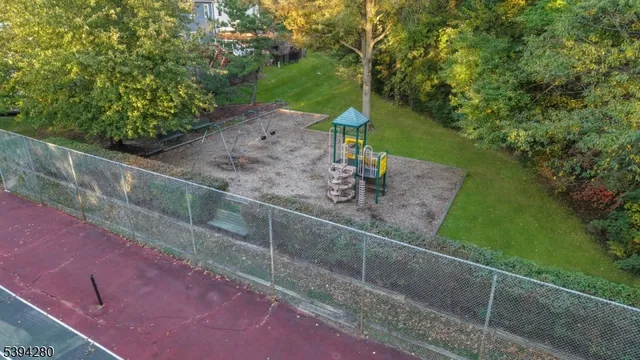 a view of a yard with an trees
