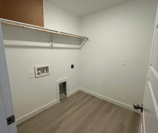 an empty room with a door