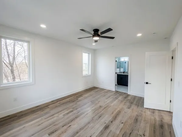 a view of an empty walk in closet