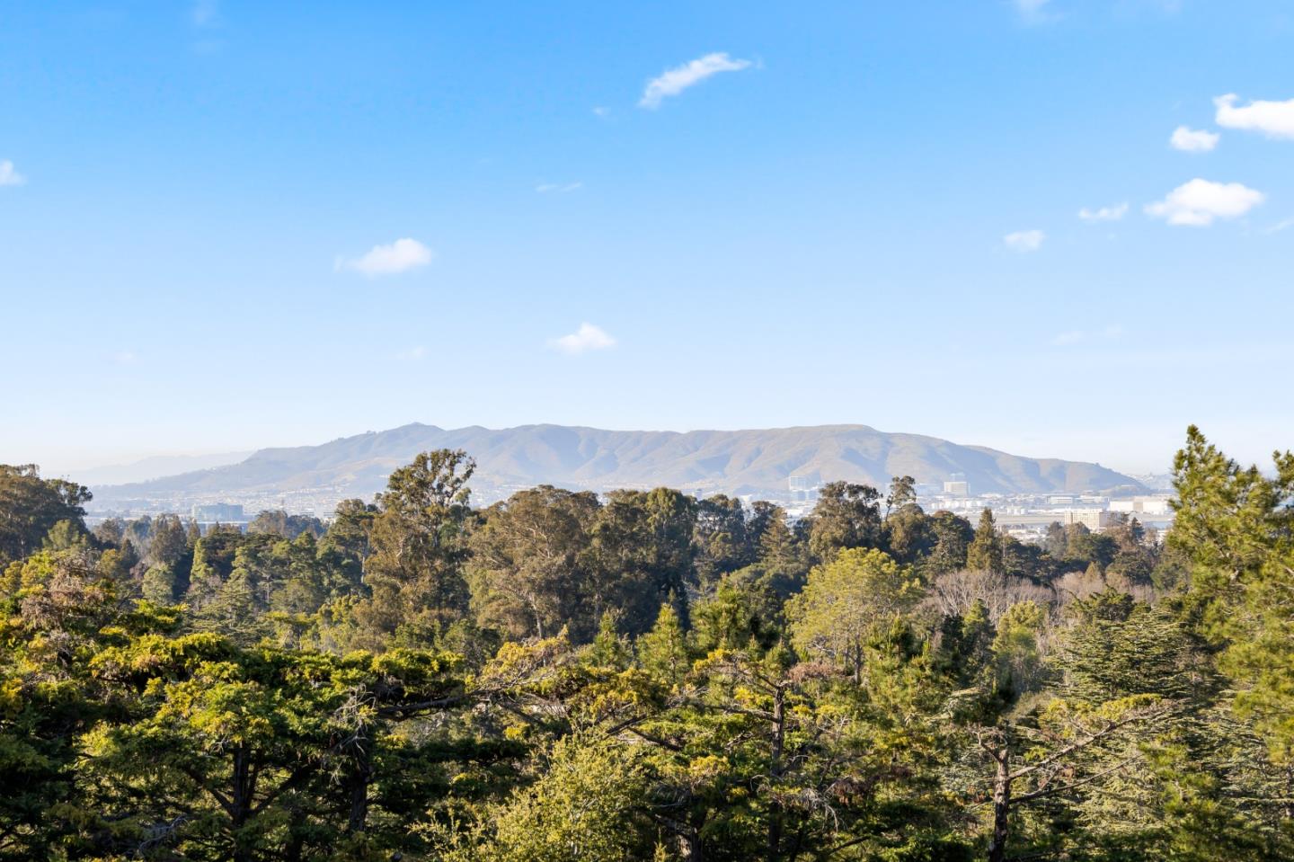 245 Eucalyptus Avenue Hillsborough, CA 94010 - Photo 20 of 27 a view of a city with mountains in the background