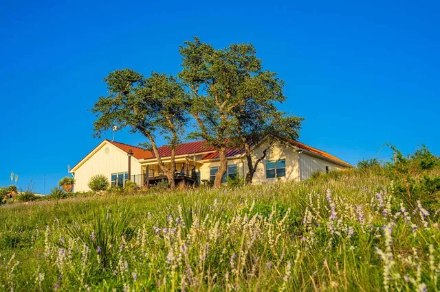 a view of a water pond with green space