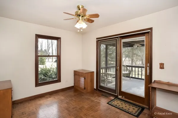 an empty room with windows