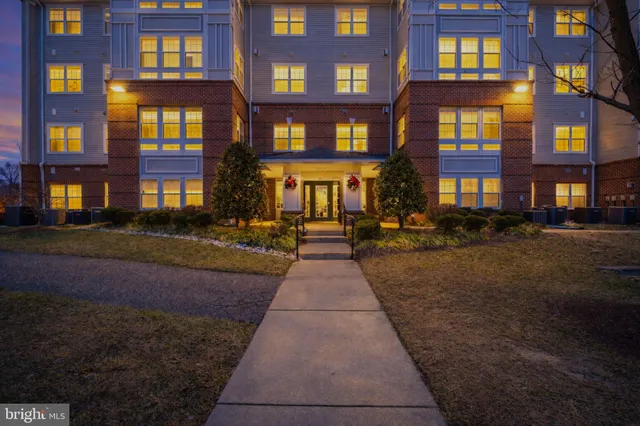 a front view of a brick building