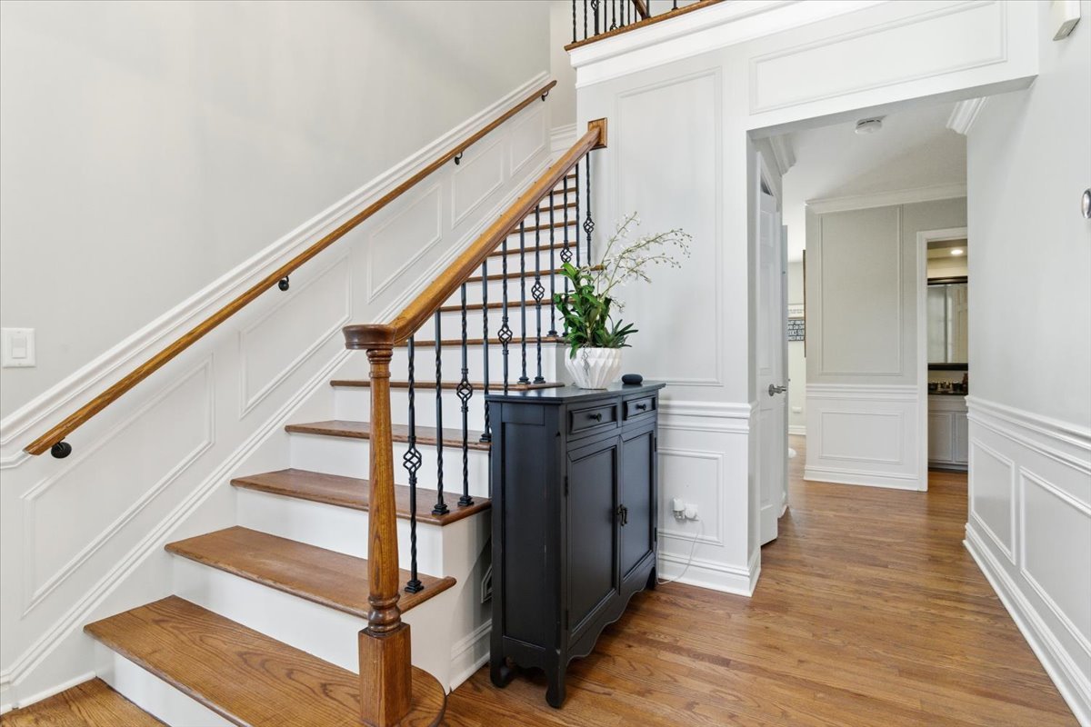 12 Crestview Lane Lake Barrington, IL 60010 - Photo 6 of 54 a view of entryway with wooden floor and stairs