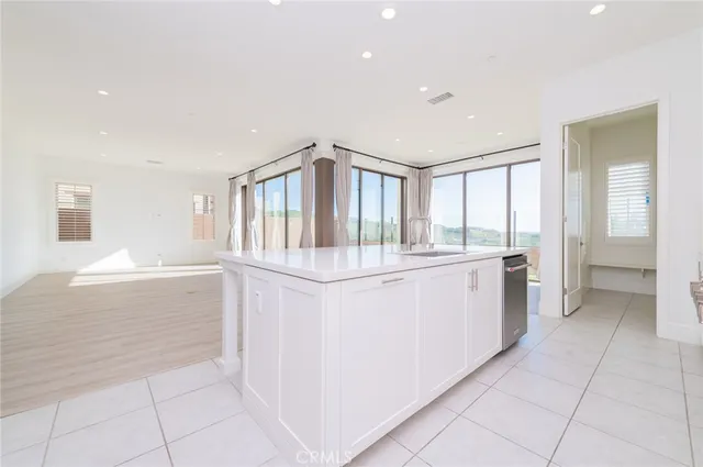 a hallway with a large window