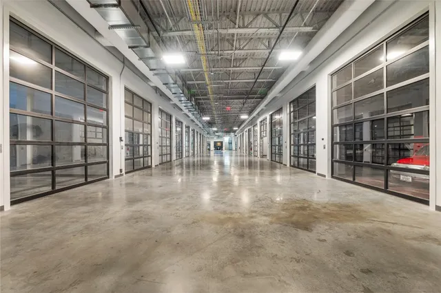 a view of a water heater room with a garage