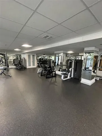 a view of a room with gym equipment