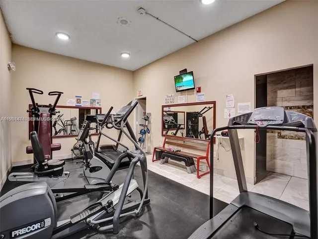 a view of a room with gym equipment