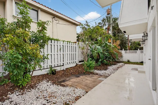 a porch with seating space