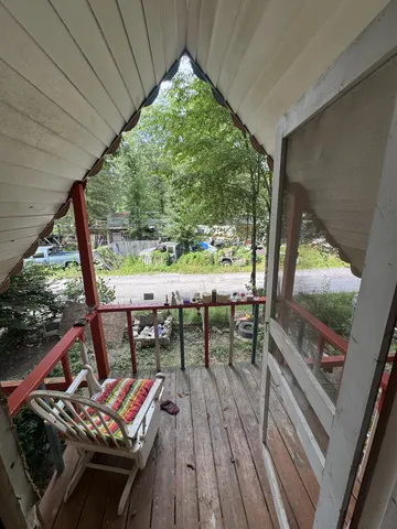 an outdoor space with seating