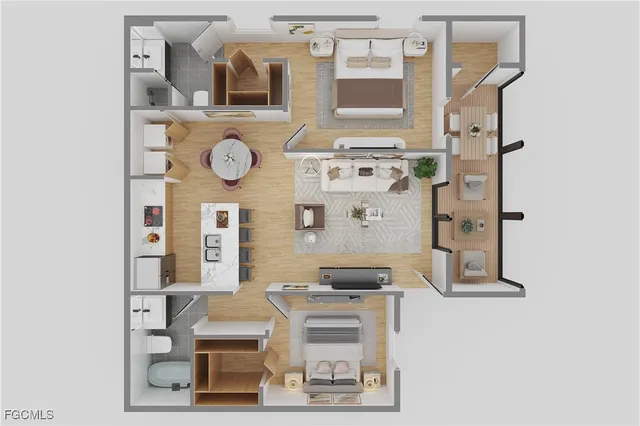 view of living room with furniture and wooden floor