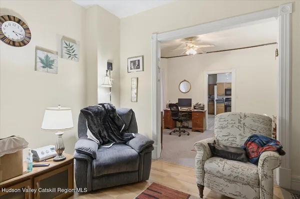 a living room with furniture