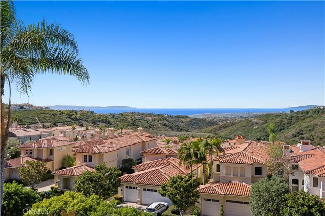 an aerial view of residential houses with city view