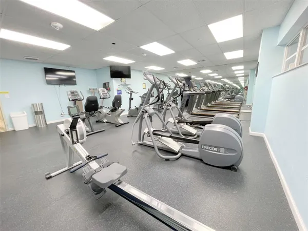 a view of a room with gym equipment