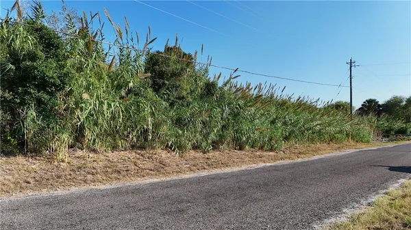 a view of a road with a dry yard
