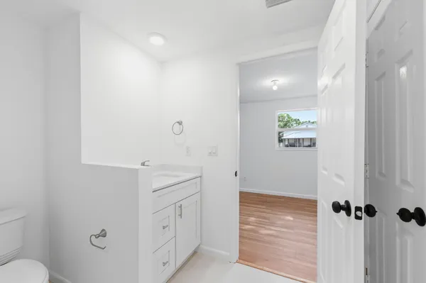 a bathroom with a bathtub