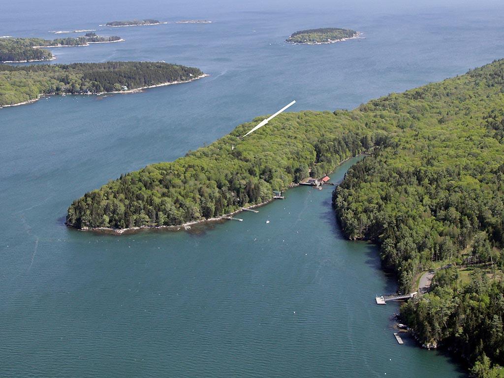 187 Farnham Point Road Boothbay, ME 04544 - Photo 4 of 35 Aerial view of house at the mouth of...