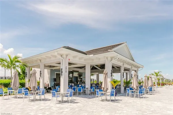 a view of a building with a patio