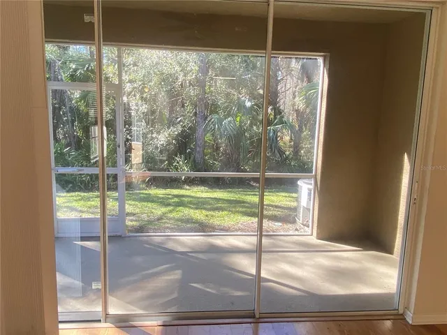 a view of a room with a from a window