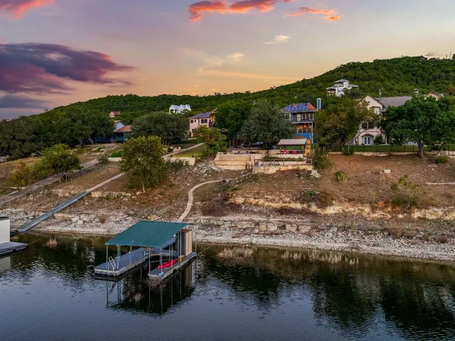 a view of a lake with houses