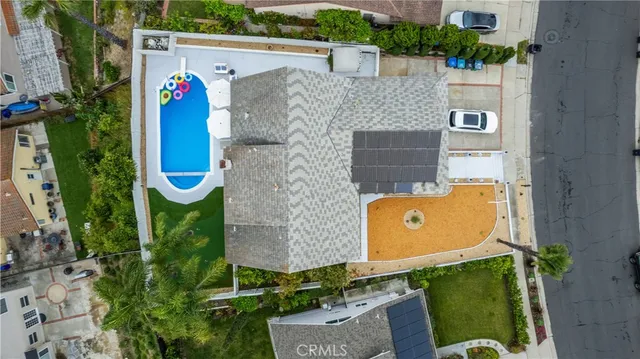 aerial view of a house with outdoor space